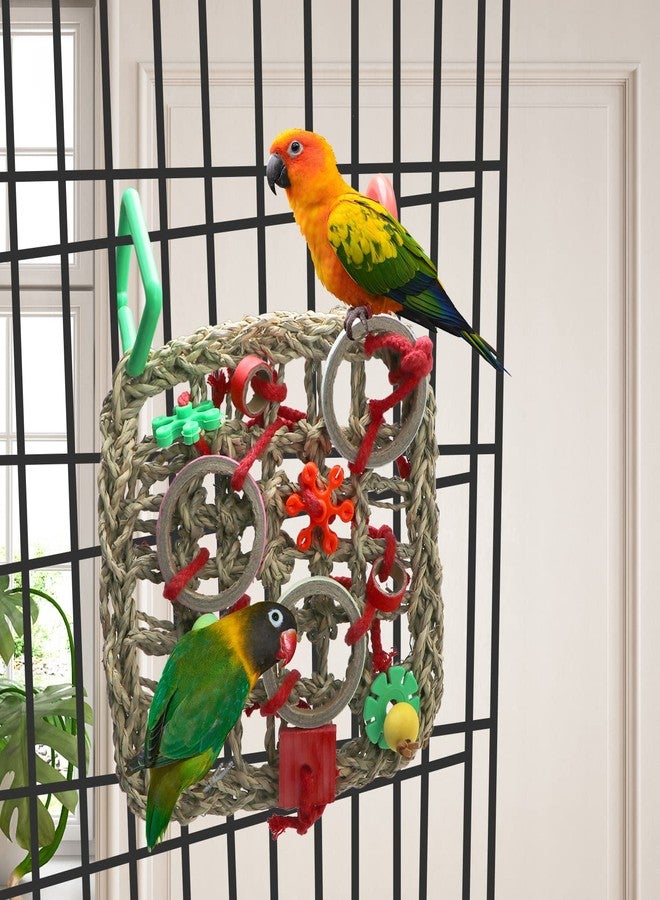 Litewoo Bird Climbing Net Straw Braid Rope Net Hammock Ladder Bird Toy Rope Hanging Foraging Wall (18X24cm/7X9.4 inch) … - Image 5